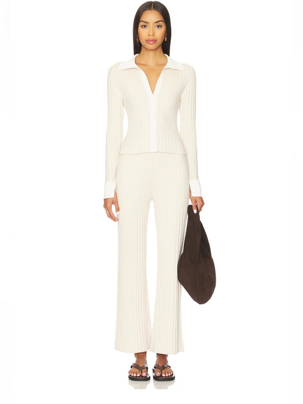 LUNYA Cozy Cotton Silk Ribbed Button Up & Pants